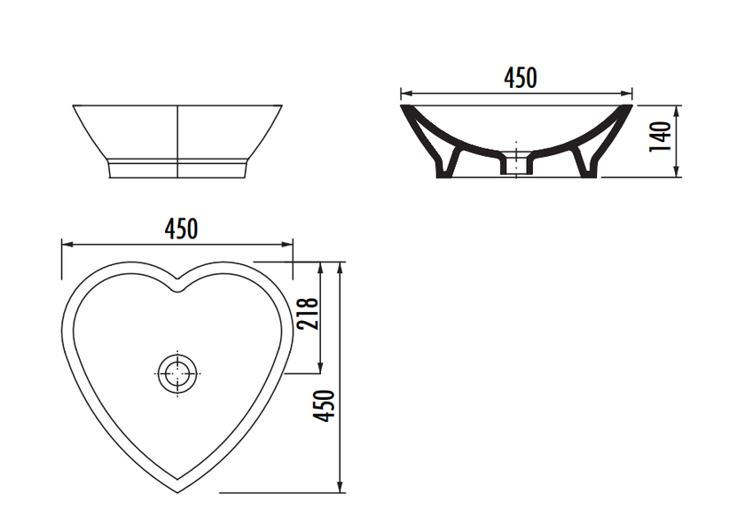 Раковина Creavit Love TP149.40000 45 см черный