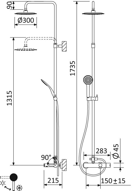 Душевая стойка Cezares Leaf LEAF-CVDA-30-01 хром