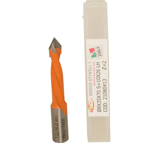 Сверло для сквозных отверстий DORIGO HW Ø8x35x70 S=Ø10x26 Z=2 LH 21080413