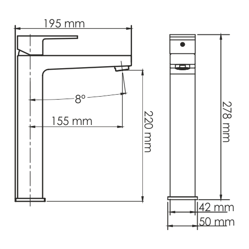 Смеситель для раковины WasserKRAFT Abens 2003H черный матовый