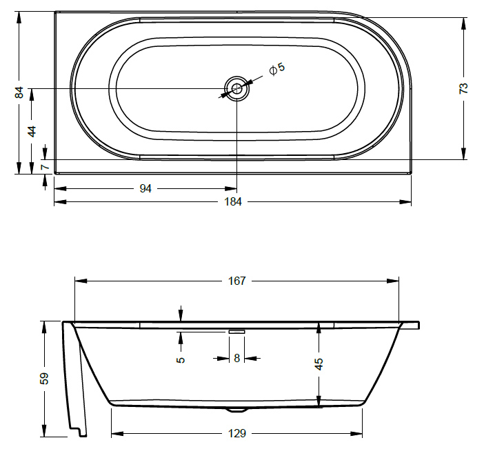 Акриловая ванна Riho Desire Corner 184x84 см L белый