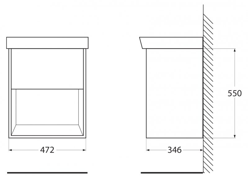 Мебель для ванной BelBagno Neon 50 см, 1 ящик, Rovere Scuro