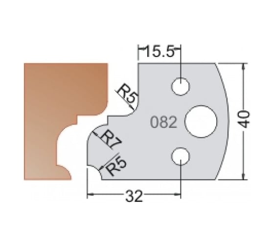 Нож мультисистема HSS профиль классика с галтелью R7 40x20x4 мм Dimar 3308240