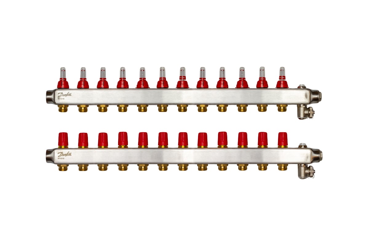 Коллекторы Danfoss SSM-12F с расходомерами 12 контуров 088U0762