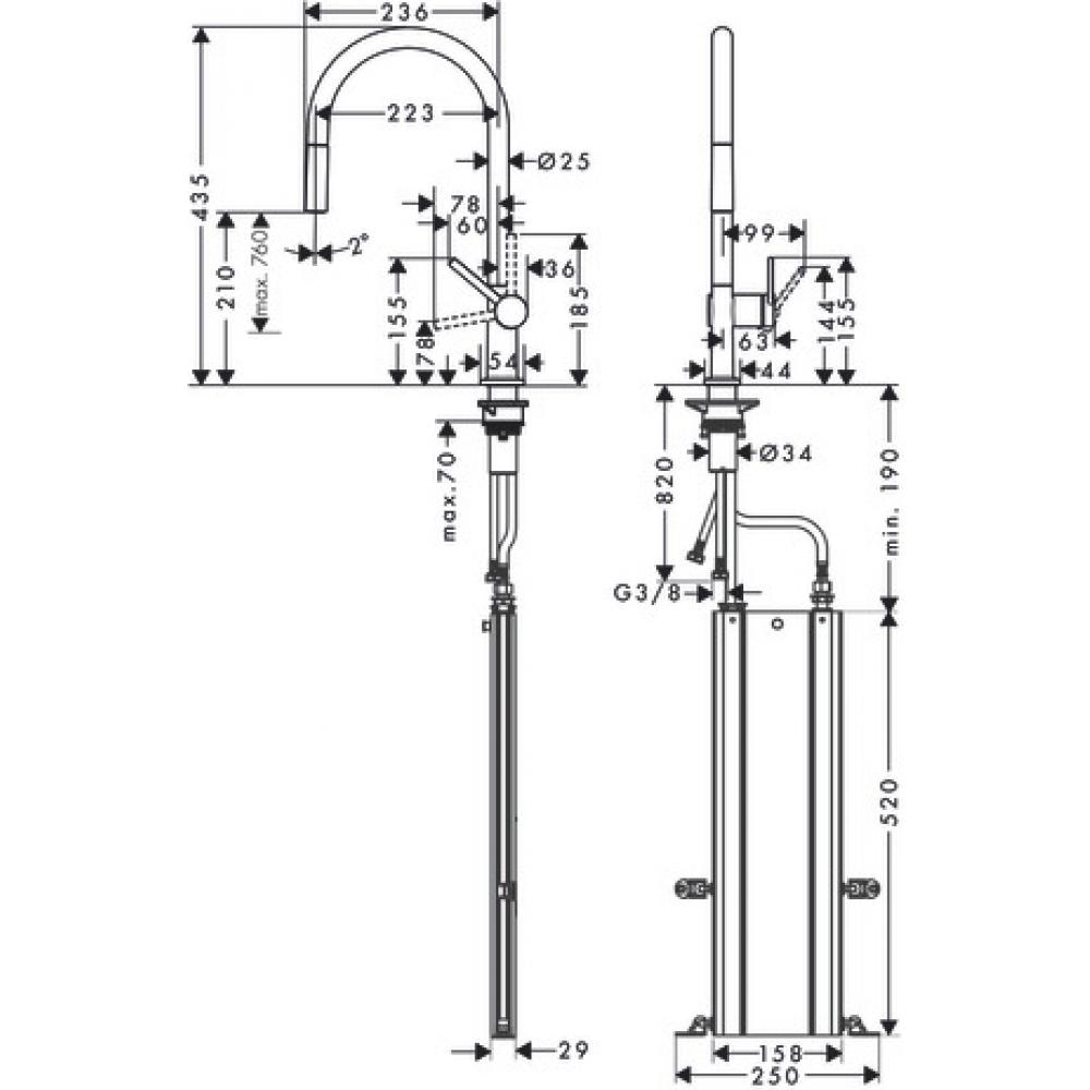 Смеситель для кухни Hansgrohe Talis M54 1jet 72803670 с душем, матовый черный