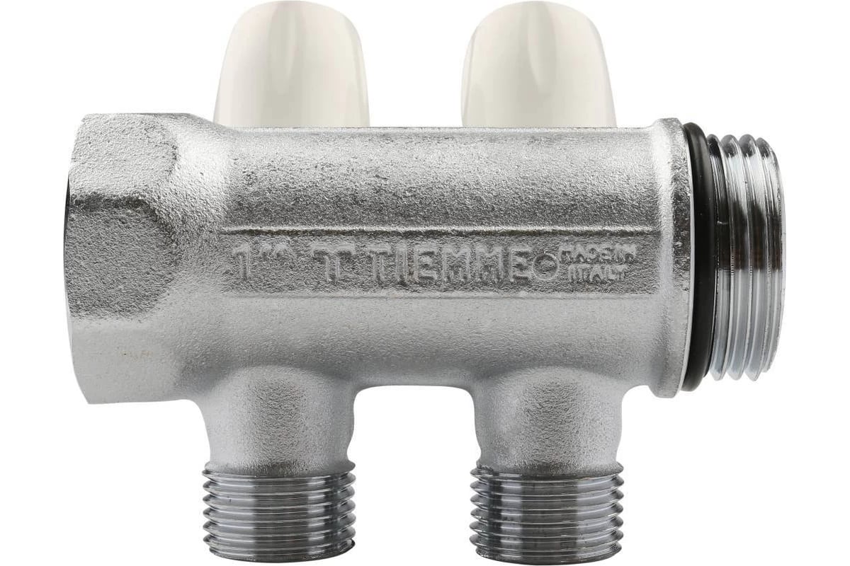 Коллектор Tiemme 2 отвода, регулируемый 1"х1/2(16) MAXIMA (никель) 1860022 / 1868K
