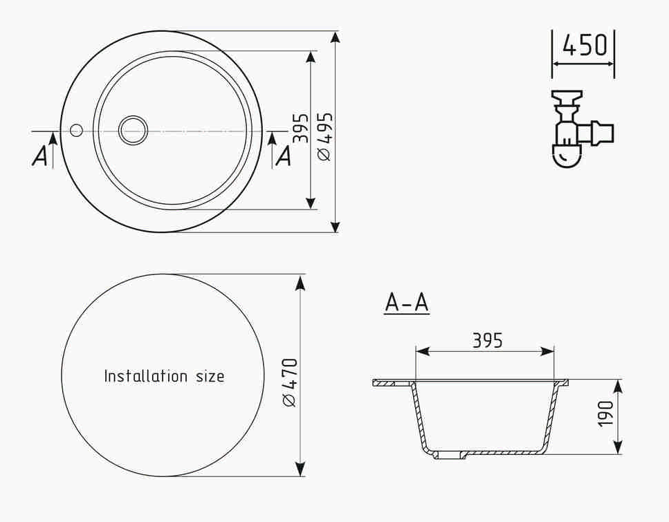 Кухонная мойка Ulgran Classic U-405-342 49.5 см графит