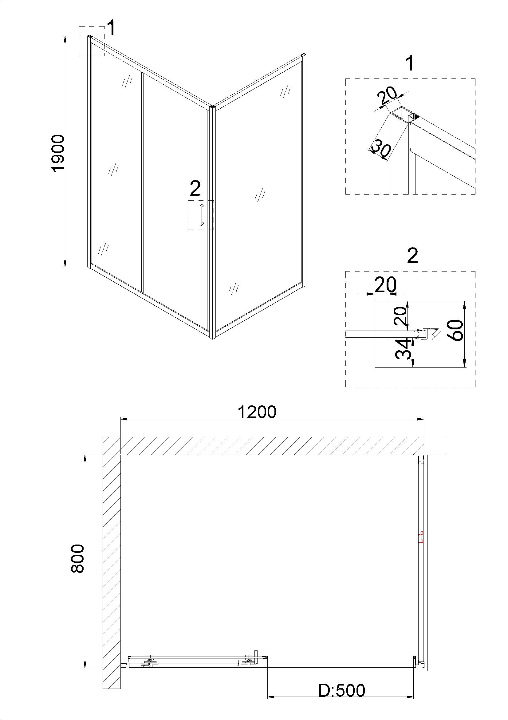 Душевой уголок Niagara Nova NG-62-12А-А80 120x80 прозрачный, хром