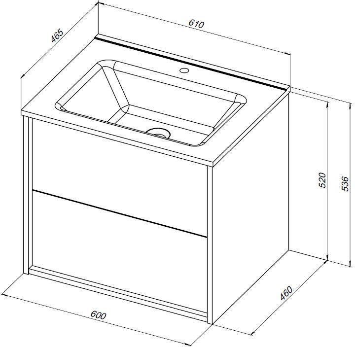 Тумба с раковиной Aquanet Lino (Flat) 60 см белый глянец