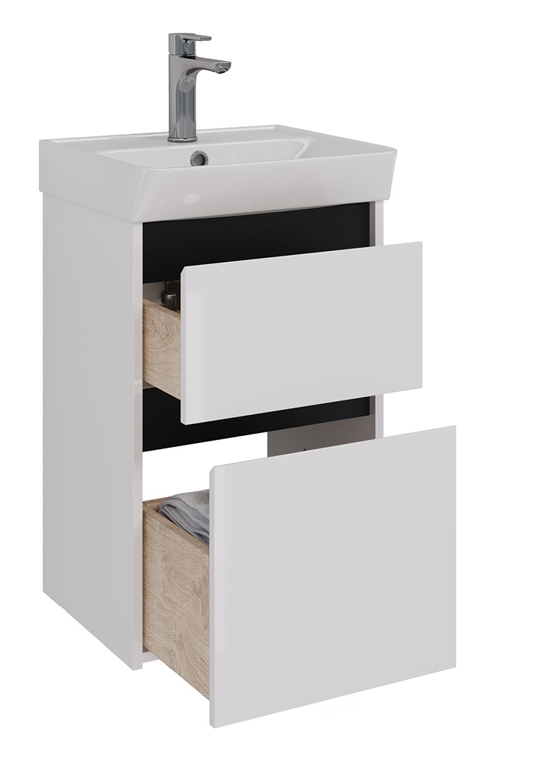Мебель для ванной Lemark Combi 45 см белый глянец/черный