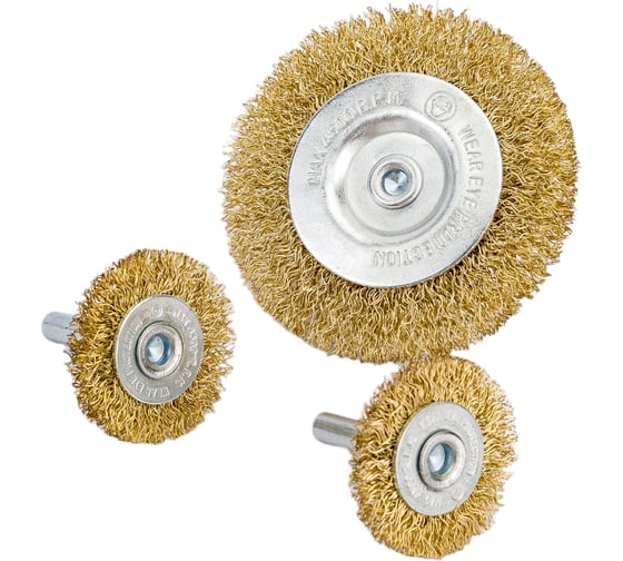 Набор кордщеток дисковых латунных для дрели (6 пр, 1/4", 25-75 мм) Rockforce RF-BWS601(29094)