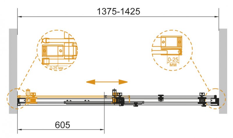 Душевая дверь Cezares STYLUS-SOFT-BF-1-140-C-Cr 140x195 прозрачная