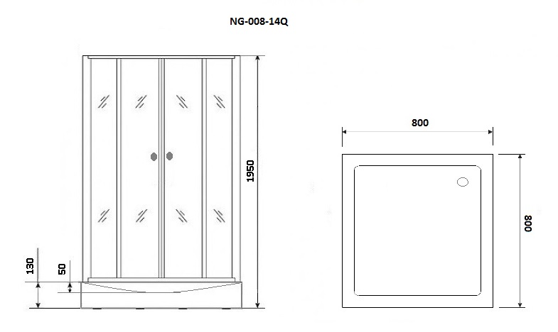 Душевой уголок Niagara Eco NG-008-14Q BLACK 80x80 мозаика, с поддоном