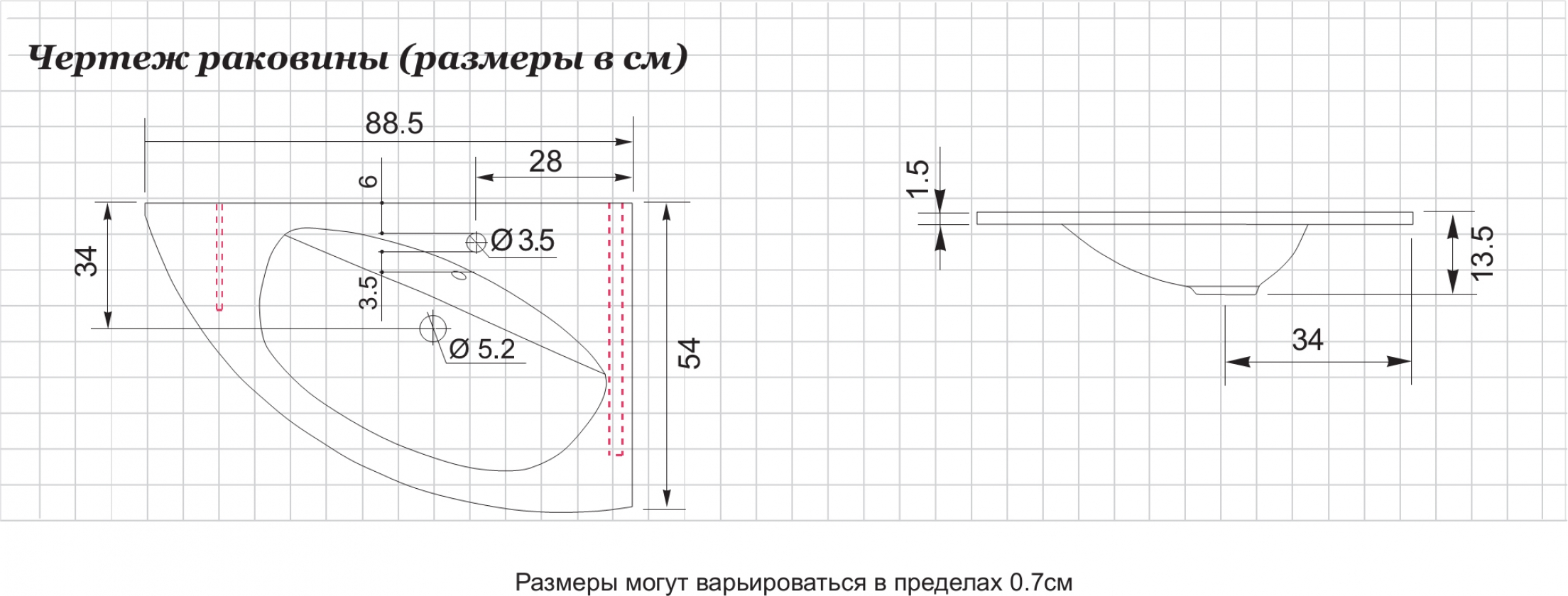 Раковина De Aqua Трио Люкс WTL 010 90 см R