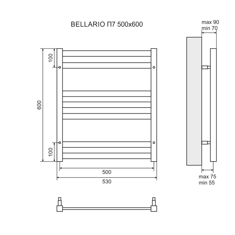 Полотенцесушитель электрический Lemark Bellario LM68607E П7 50x60