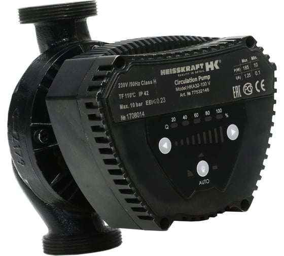 Насос Heisskraft HKA 25-80 V, 1x230 В, G 1 1/2", PN 10, 180 мм, энергоэффективный, с гайками G 1 1/2'' - Rp 1" 77525143