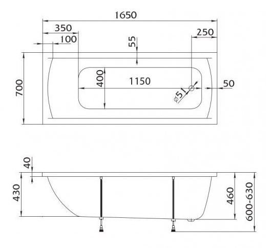 Фронтальная панель Vayer Milana 165x70 Гл000022942