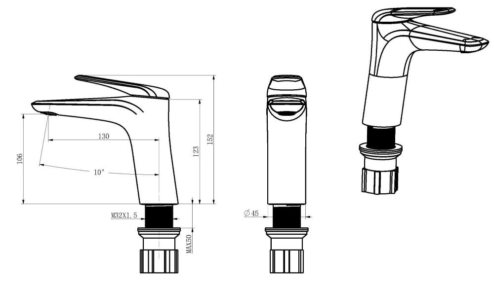 Смеситель для раковины Orans OLS-K1056 черный