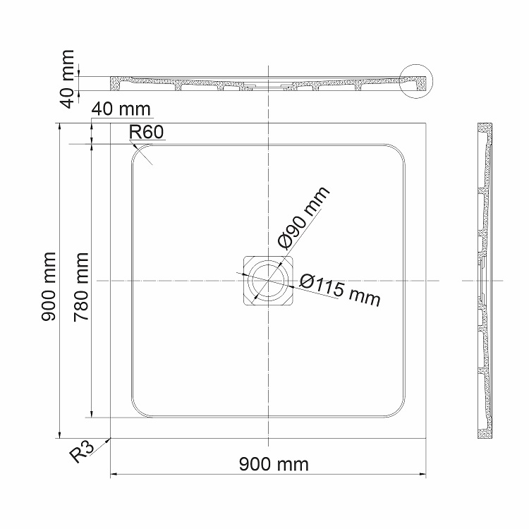 Поддон для душа WasserKRAFT Dinkel 58T03 90x90, белый глянец