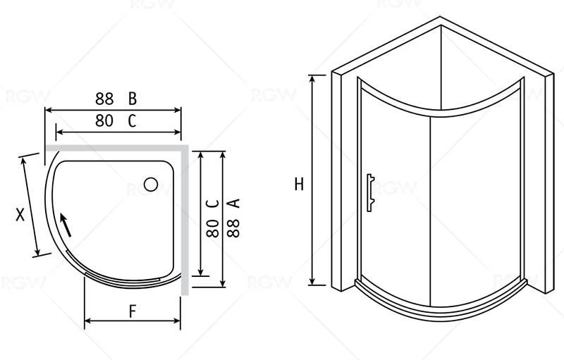 Душевой уголок RGW Passage PA-56 80x80 прозрачное стекло, хром