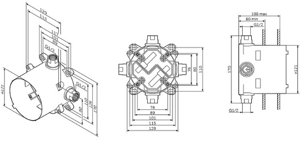 Смеситель Am.Pm MultiDock F100100 внутренняя часть