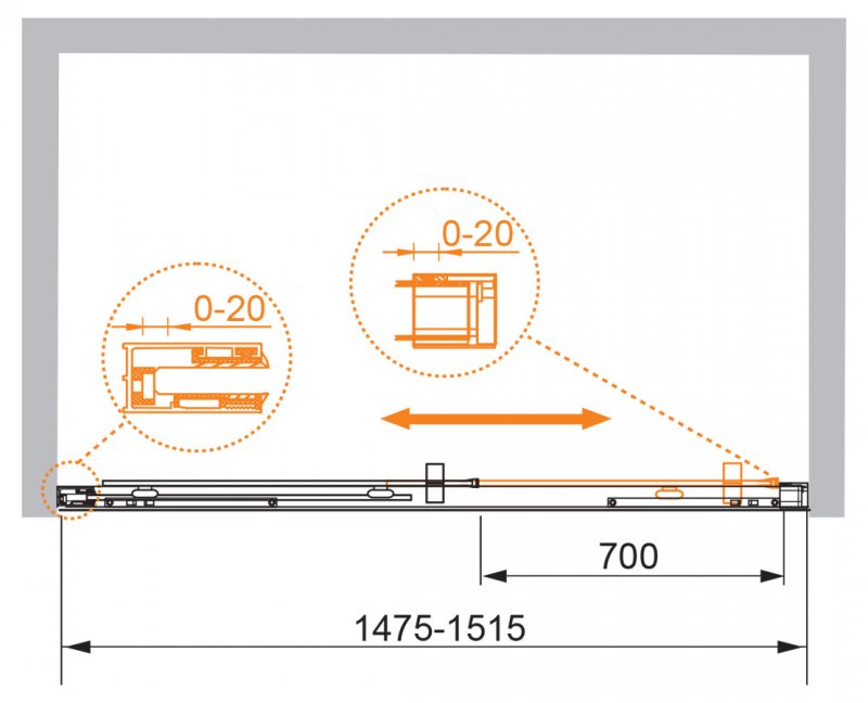 Душевая дверь Cezares PREMIER-SOFT-W-BF-1-150-C-Cr-IV 150x200 прозрачная