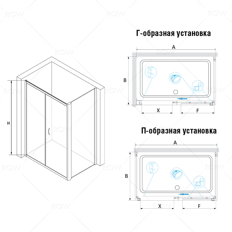 Душевой уголок RGW Passage PA-42 130x100 хром, матовое