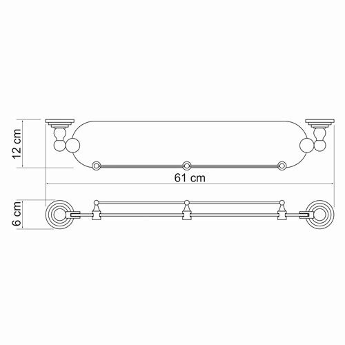 Полка WasserKRAFT Ammer K-7044 с бортиком, матовый хром