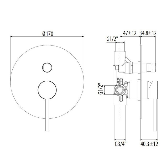 Смеситель для душа Gattoni Circle Two 9134/91NO черный матовый