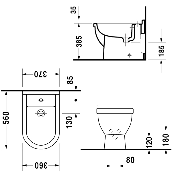 Напольное биде Duravit Starck 3 2230100000