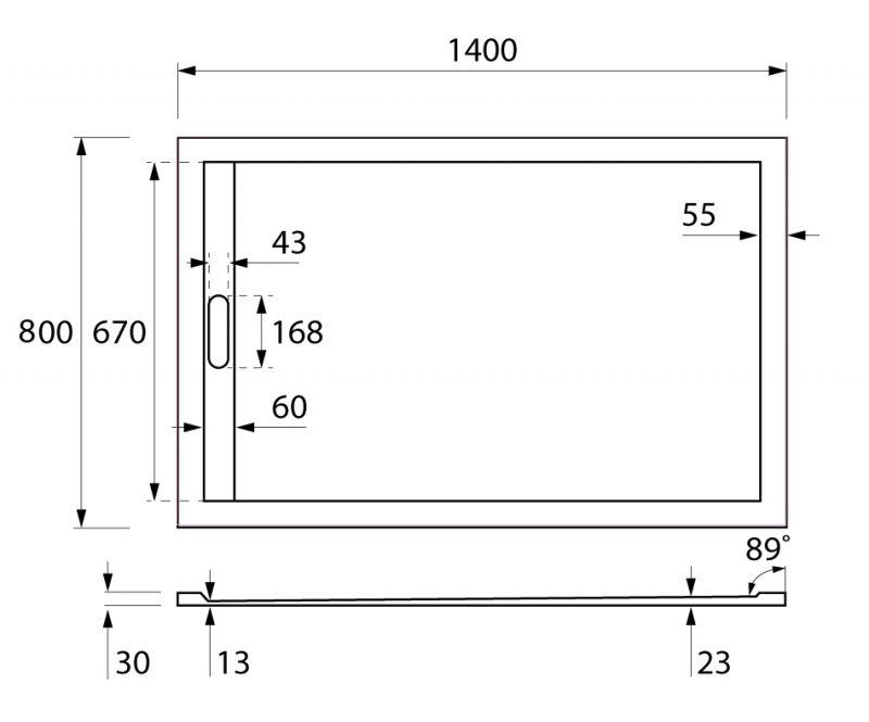 Поддон для душа Cezares TRAY-AS-AH-140/80-30-W 140x80 из мрамора