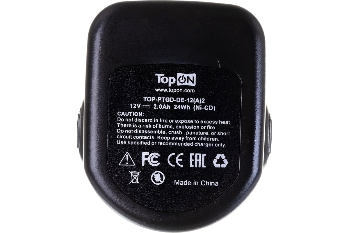Аккумулятор для электроинструмента DeWalt (Ni-Cd, 12В, 2Ач) Topon PN: DC9071 TOP-PTGD-DE-12/A/2