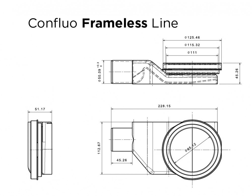 Душевой лоток Pestan Confluo Frameless Line 550 черный матовый