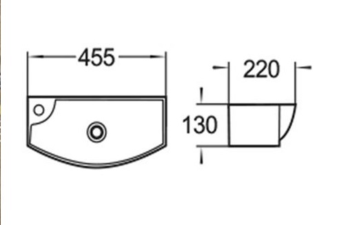 Раковина WeltWasser WW AISBACH 7946 GL-WT L 45 см, левая 10000008694 белый глянец