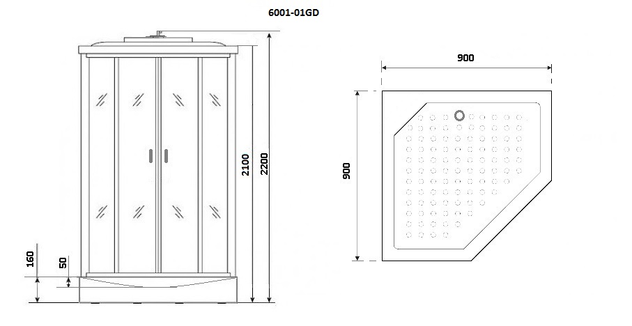 Душевая кабина Niagara Premium NG- 6001-01GD 90x90