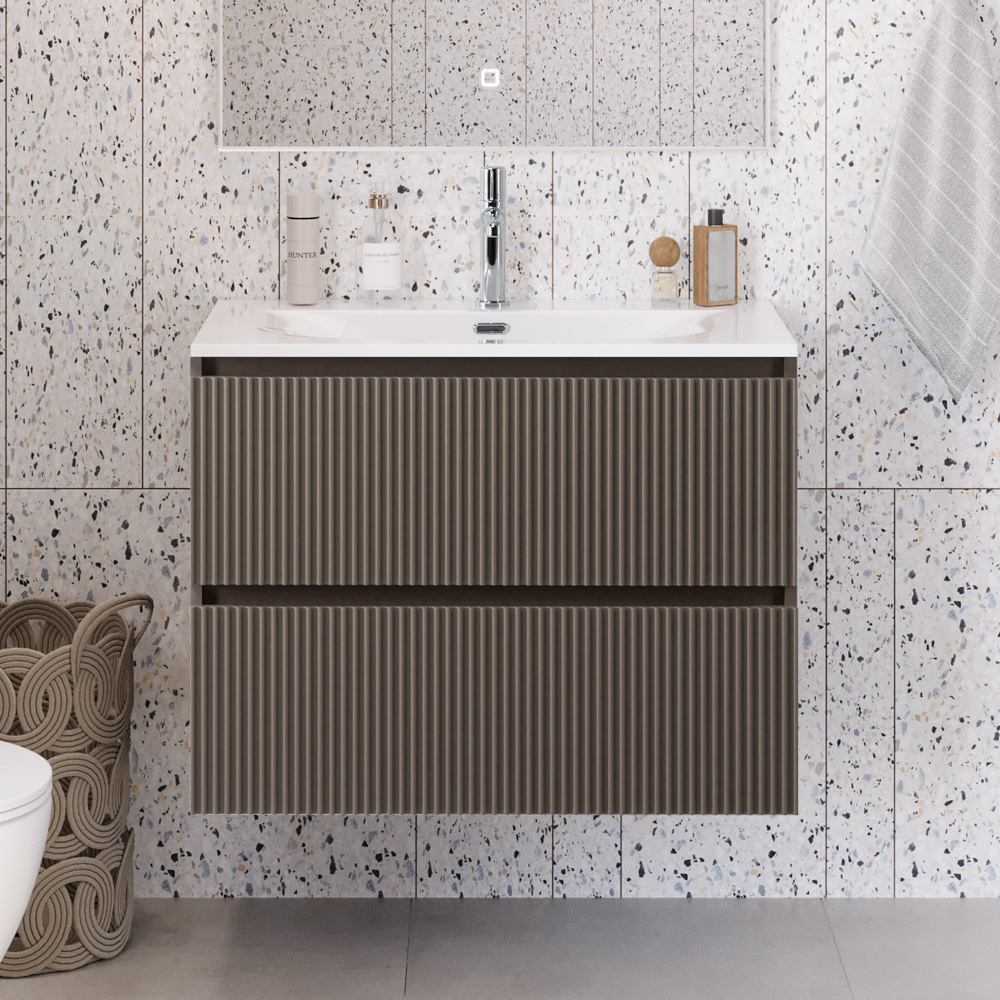 Тумба с раковиной BelBagno Uno-Mini 90 см Бежевый матовый