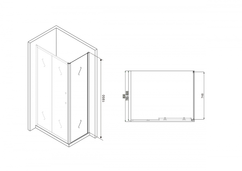 Боковая стенка Abber Schwarzer Diamant 80x195, черный S80B