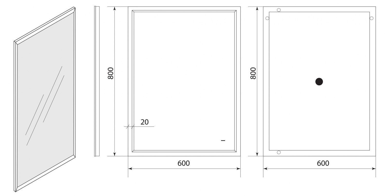 Зеркало Art&Max Aversa 60x80 с подсветкой, AM-Ave-600-800-DS-F