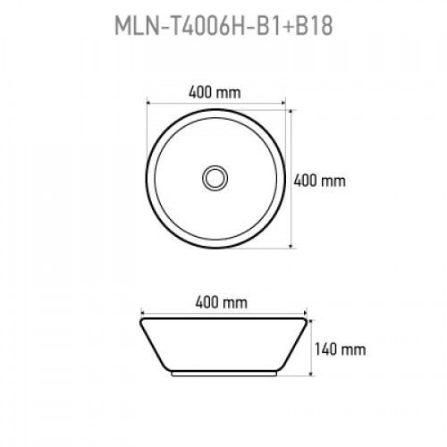 Раковина Melana MLN-T4006H-B1+B18 40 см, сине-черный