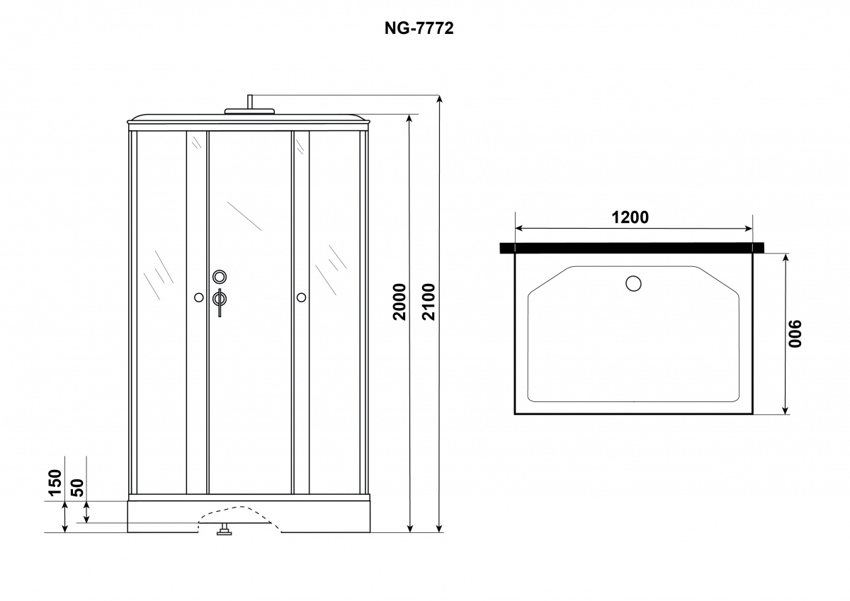 Душевая кабина Niagara Luxe 7772QG 120x90, золото