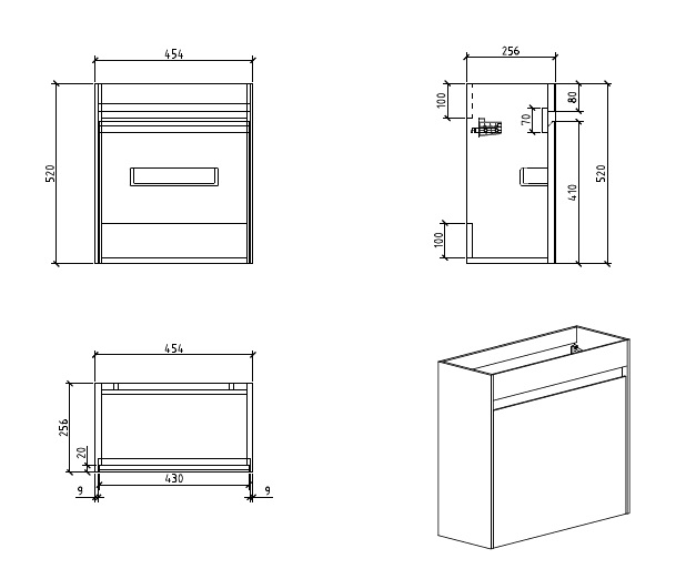 Тумба с раковиной BelBagno Pietra Mini 46 см, правосторонняя Stone