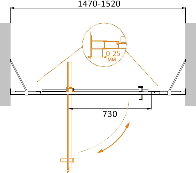 Душевая дверь Cezares MOLVENO-BA-12-100+50-C-Cr-IV 150x195 прозрачная