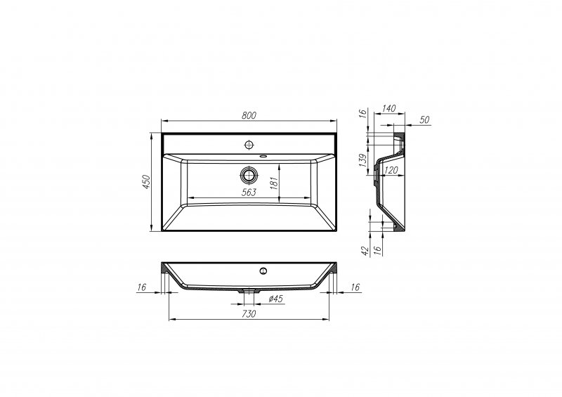 Раковина BelBagno BB800/450-LV-ART-AST-NERO 80 см черный