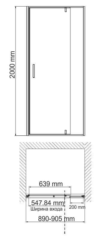 Душевая дверь WasserKRAFT Neime 19P04 90x200