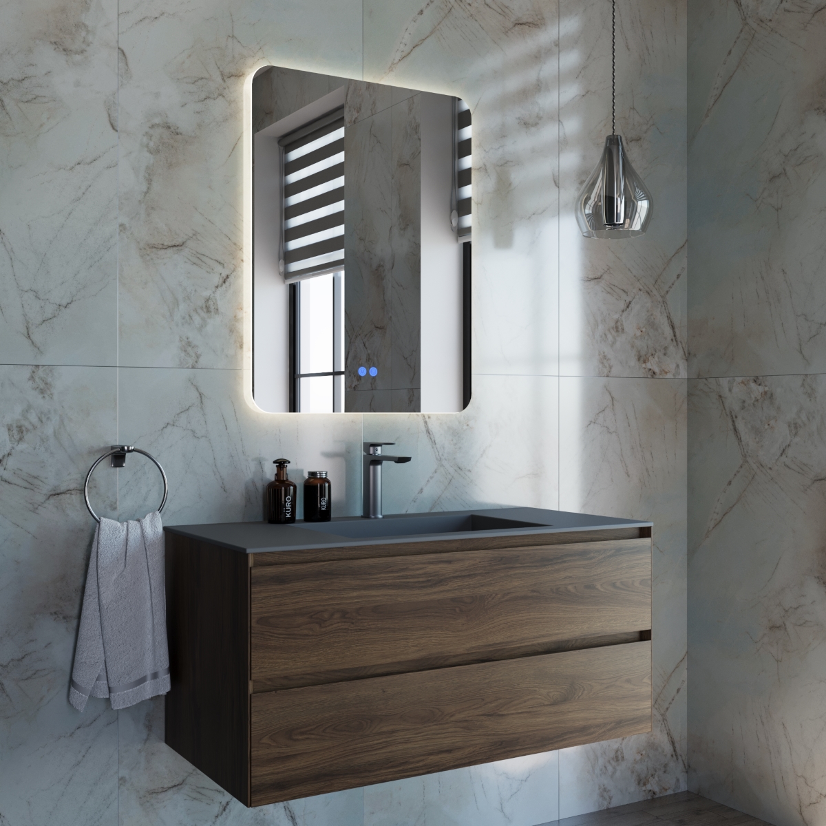 Тумба с раковиной Vincea Luka 100 см 2 ящика C.Oak