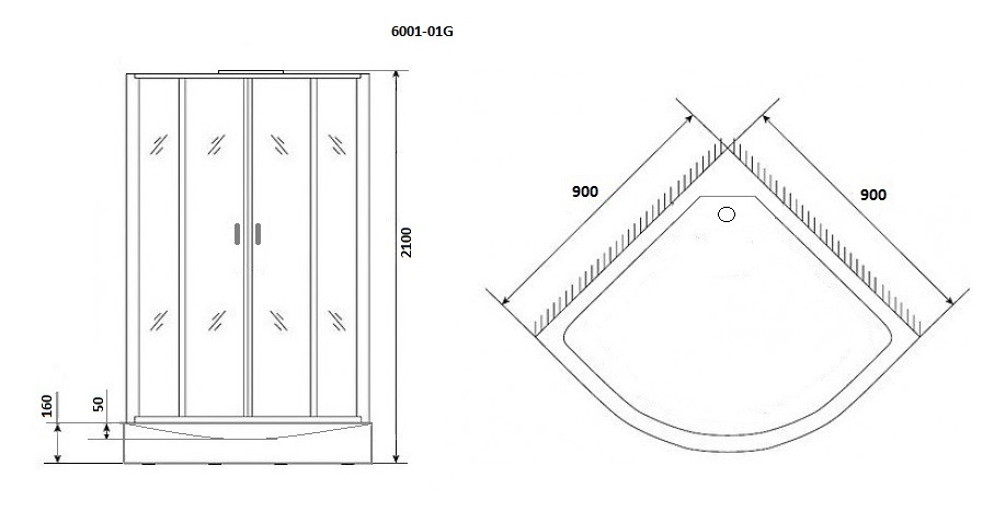 Душевая кабина Niagara Premium NG- 6001-01G 90x90