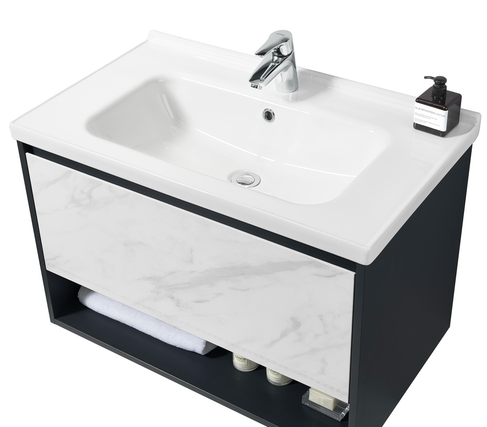 Мебель для ванной Orans BC-0903-800 80 см Dark Grey/White Marble