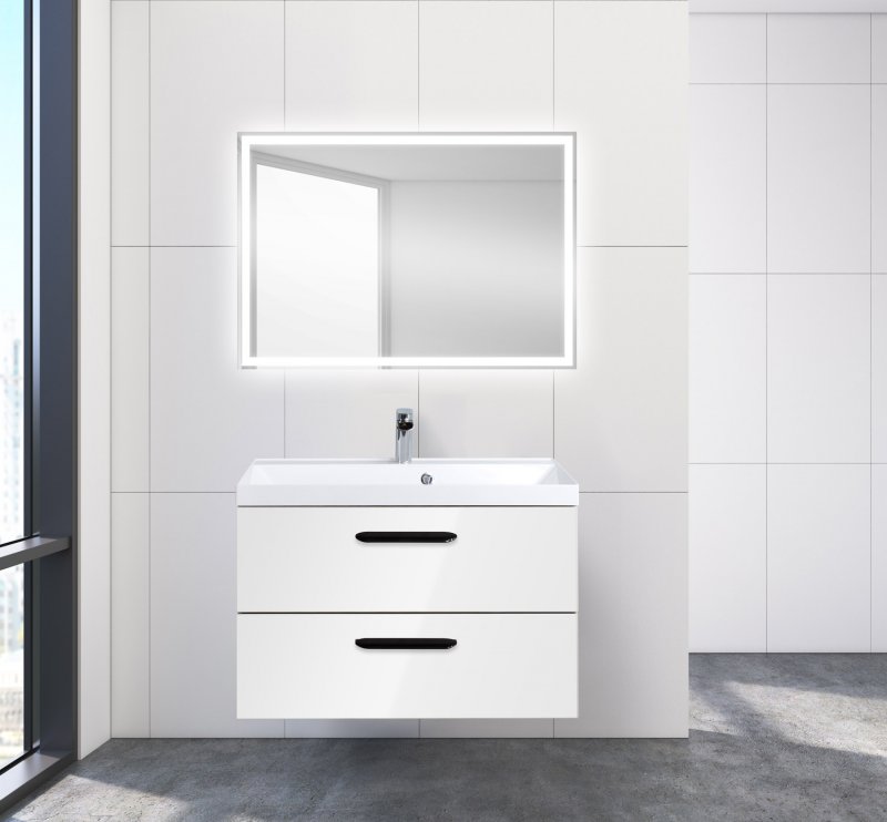 Тумба с раковиной BelBagno Aurora 80 см Bianco Lucido