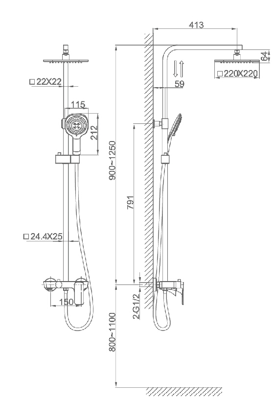 Душевая стойка D&K Berlin Humboldt DA1433712A02 зеленый