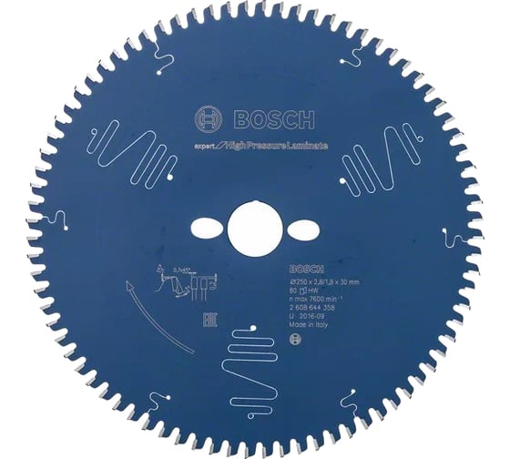 Диск пильный Expert for High Pressure Laminate (250x30 мм; 2.8/1.8 мм; 80T) Bosch 2608644358